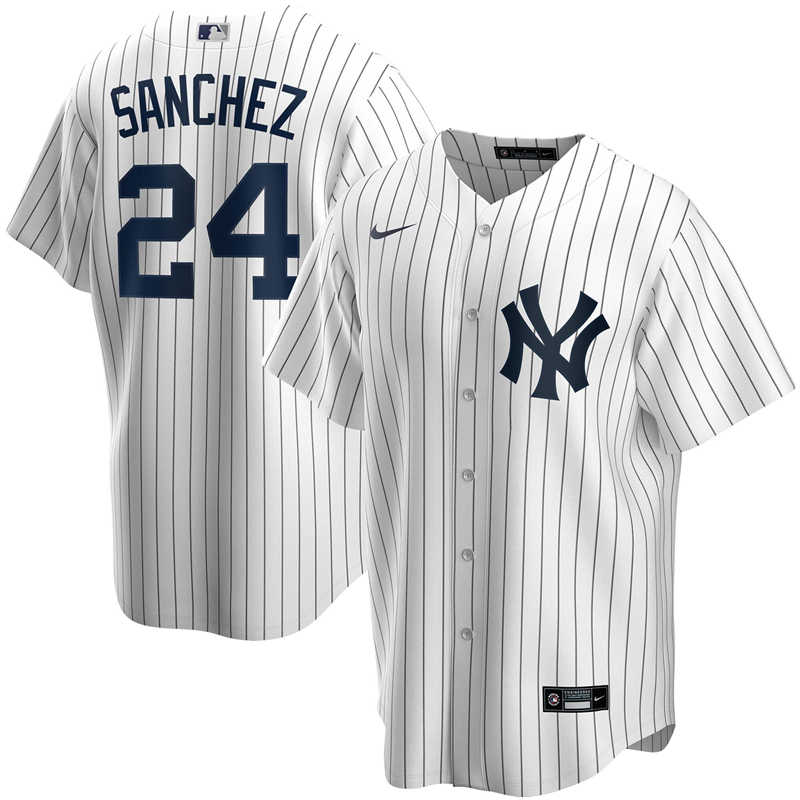 2020 MLB Men New York Yankees #24 Gary Sanchez Nike White Home 2020 Replica Player Jersey 1->new york yankees->MLB Jersey